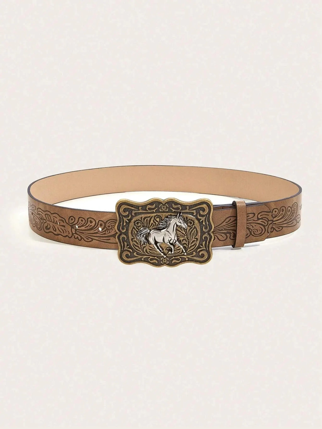 Women's Western Cowgirl Antique Gold buckle/Brown belt