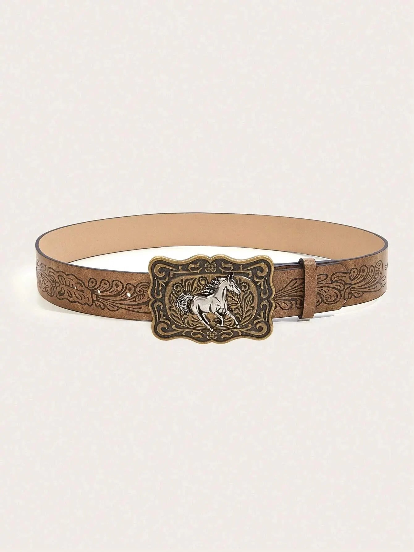 Women's Western Cowgirl Antique Gold buckle/Brown belt