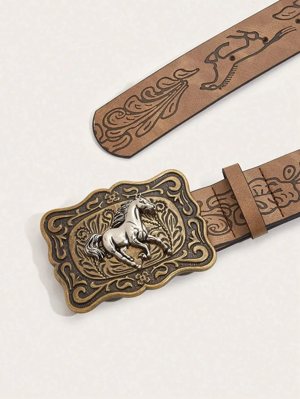 Women's Western Cowgirl Antique Gold buckle/Brown belt