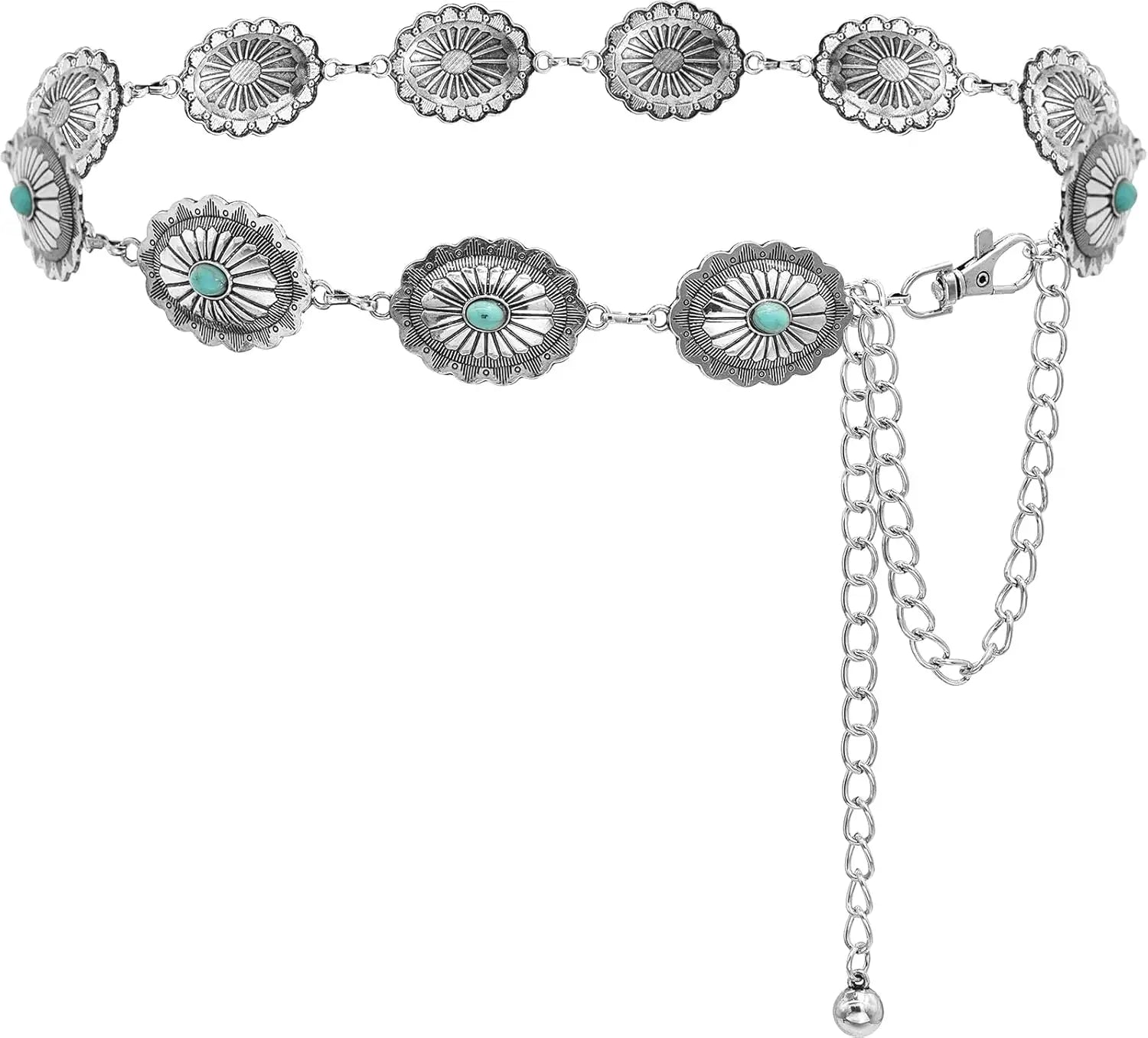 Western Turquoise Chain Cowgirl Belt