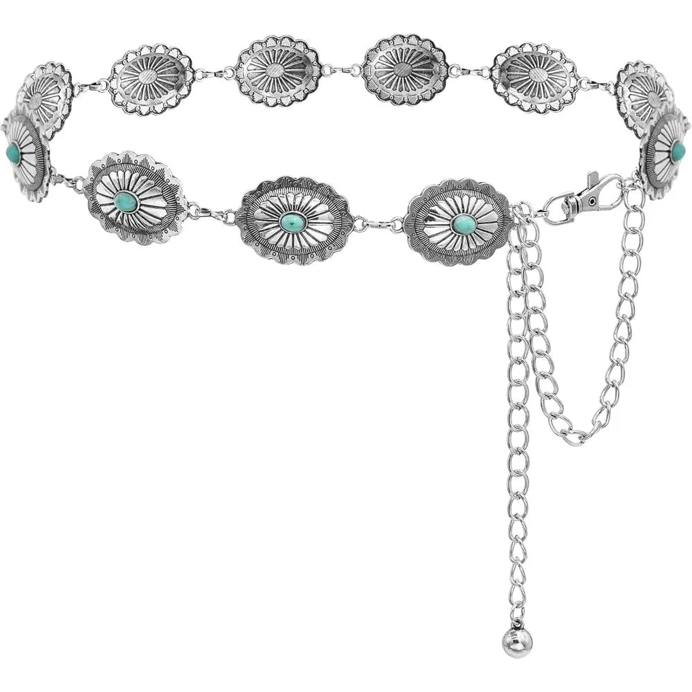 Western Turquoise Chain Cowgirl Belt