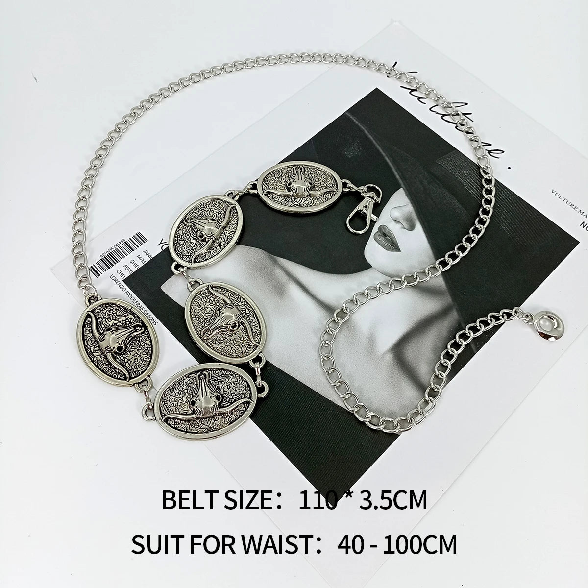 Vintage Silver western Belt Sun Bull Coins