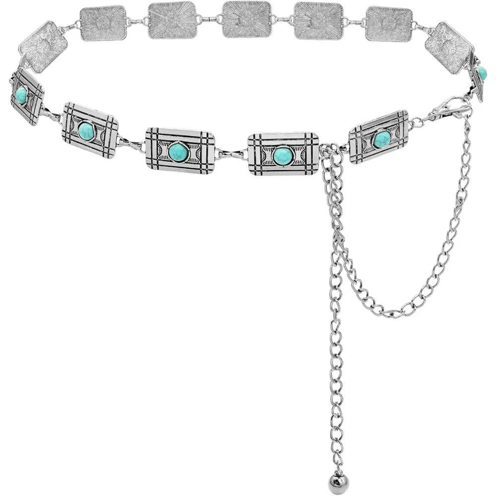 Western Turquoise Chain Cowgirl Belt