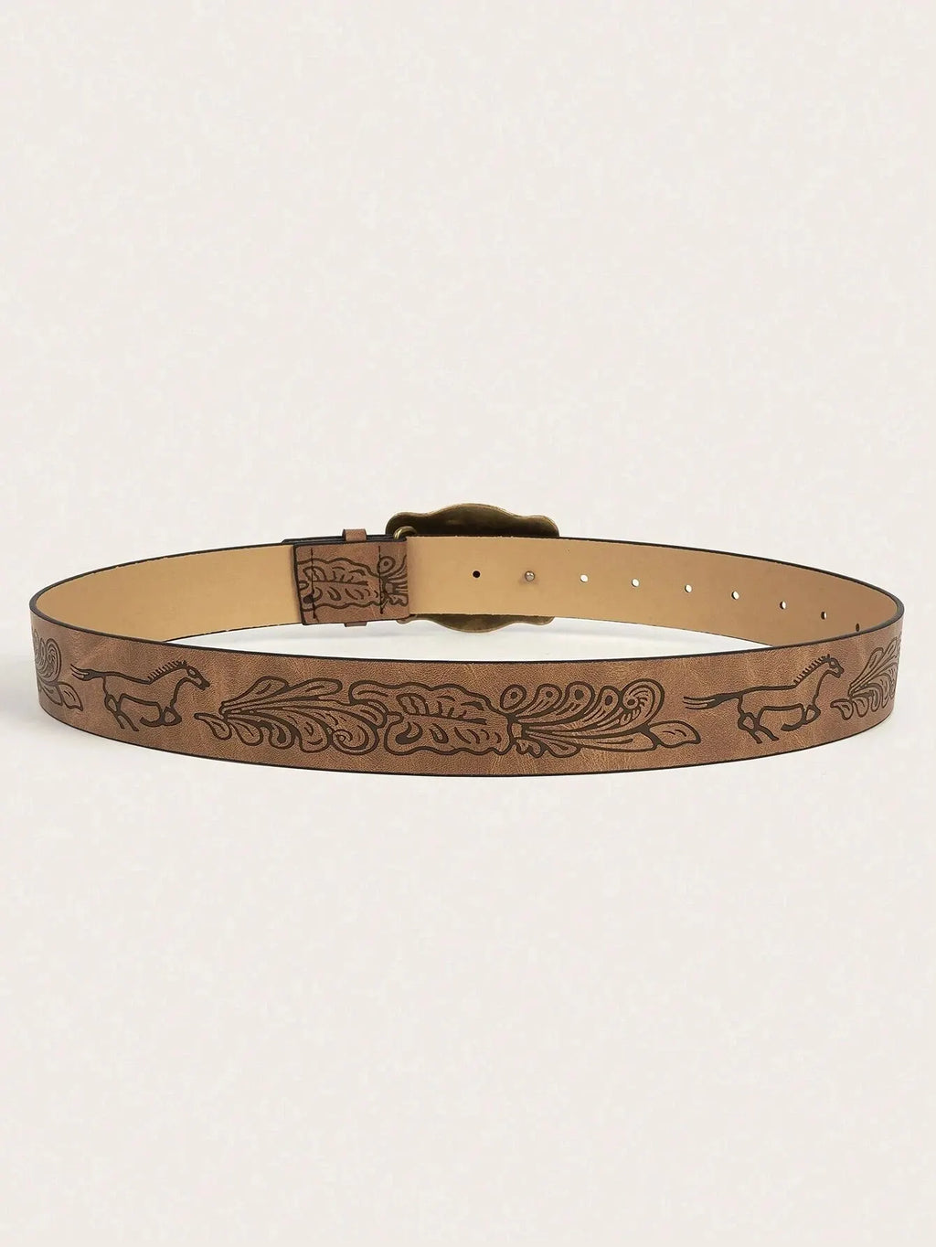 Women's Western Cowgirl Antique Gold buckle/Brown belt