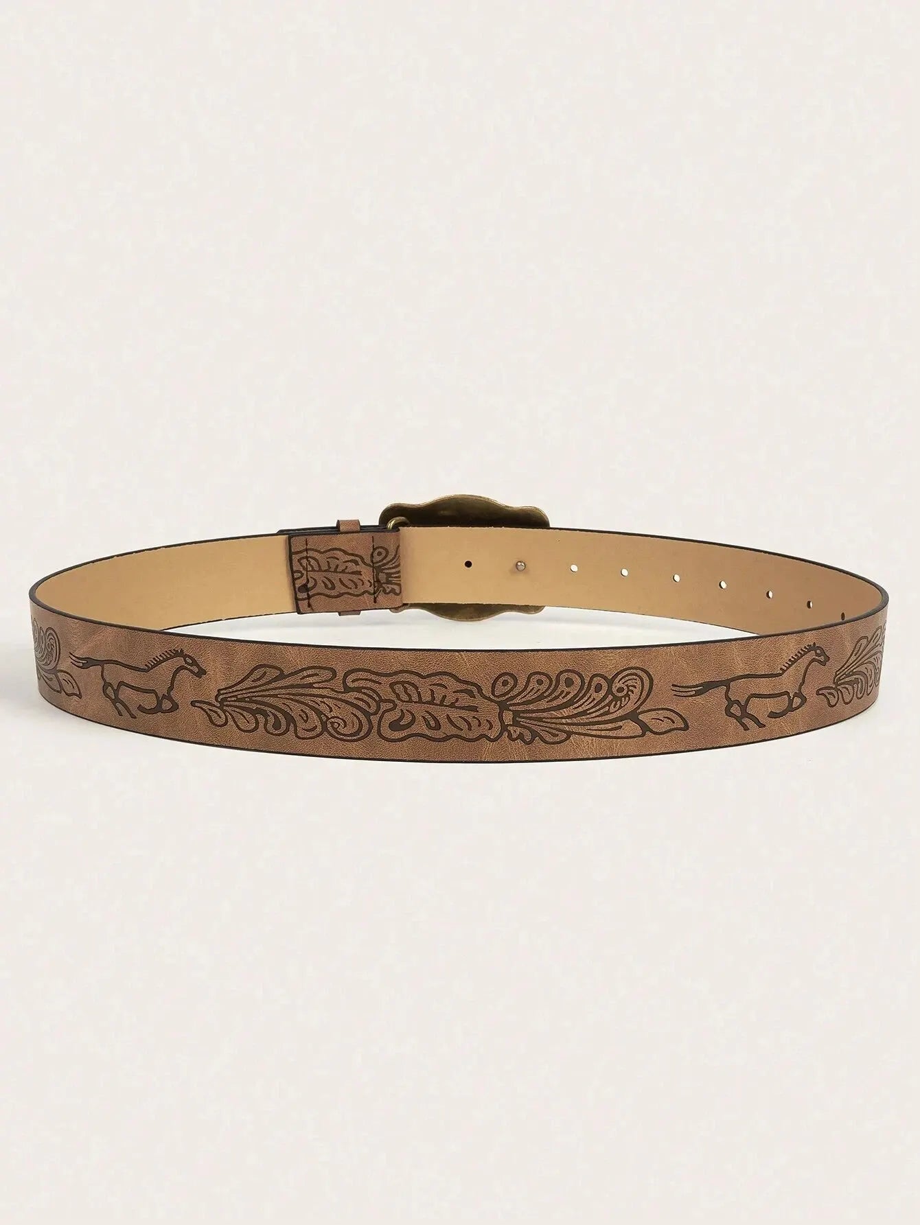 Women's Western Cowgirl Antique Gold buckle/Brown belt