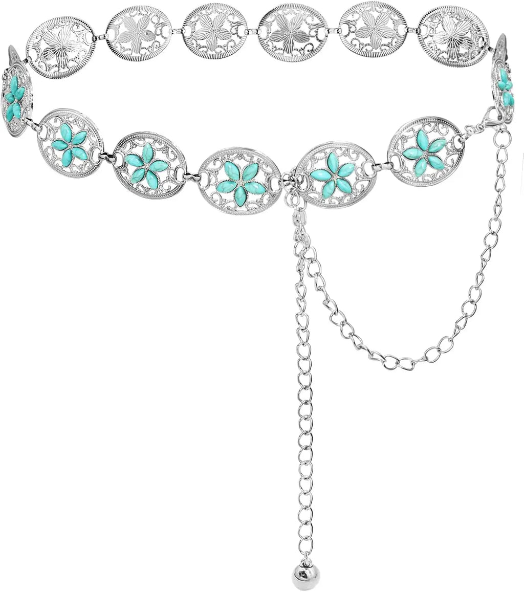 Western Turquoise Chain Cowgirl Belt