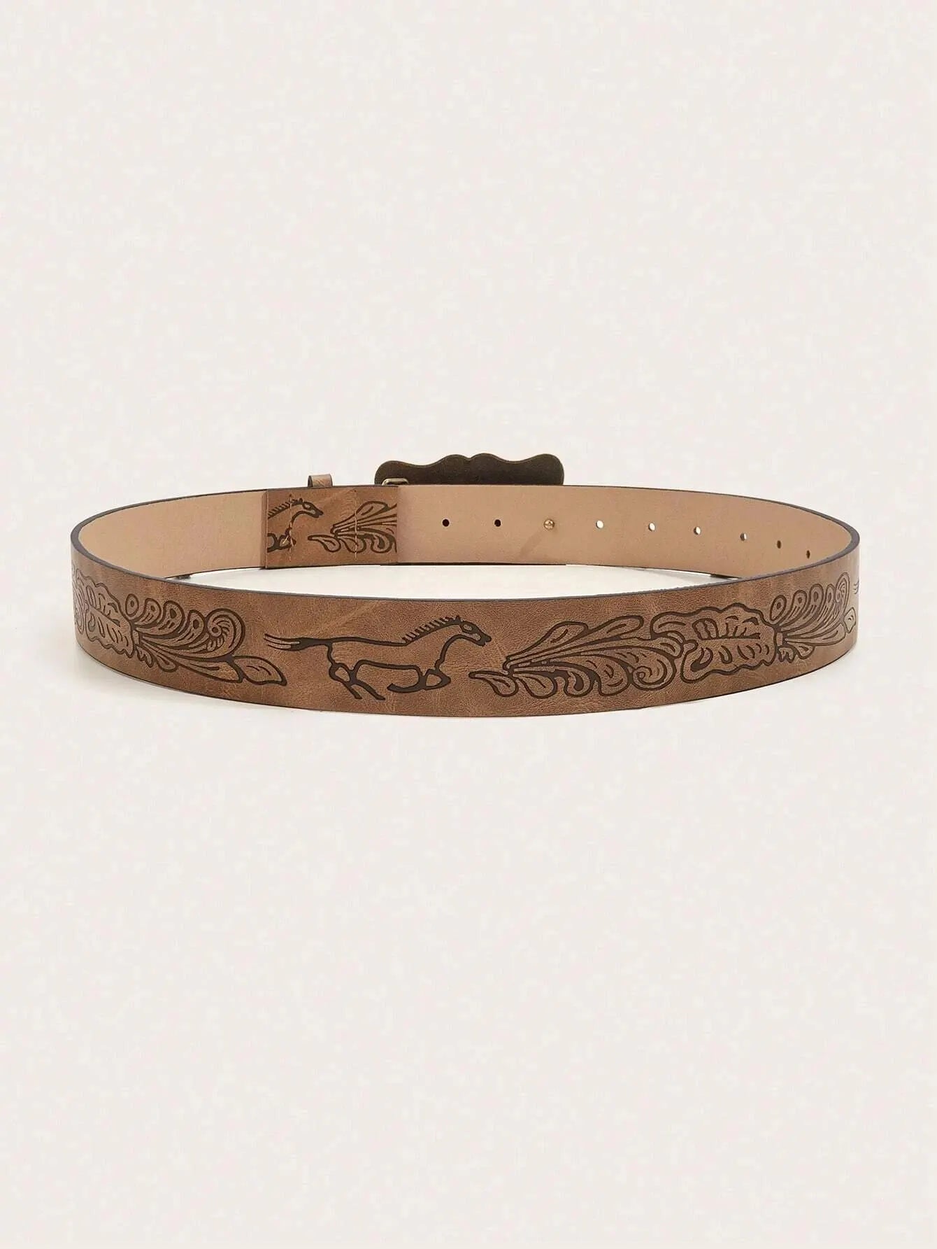 Women's Western Cowgirl Antique Gold buckle/Brown belt