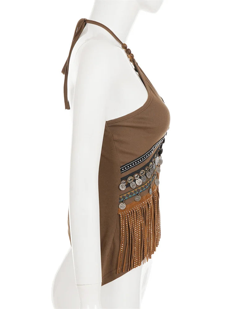 CHRONSTYLE Retro/western Women Sleeveless vest