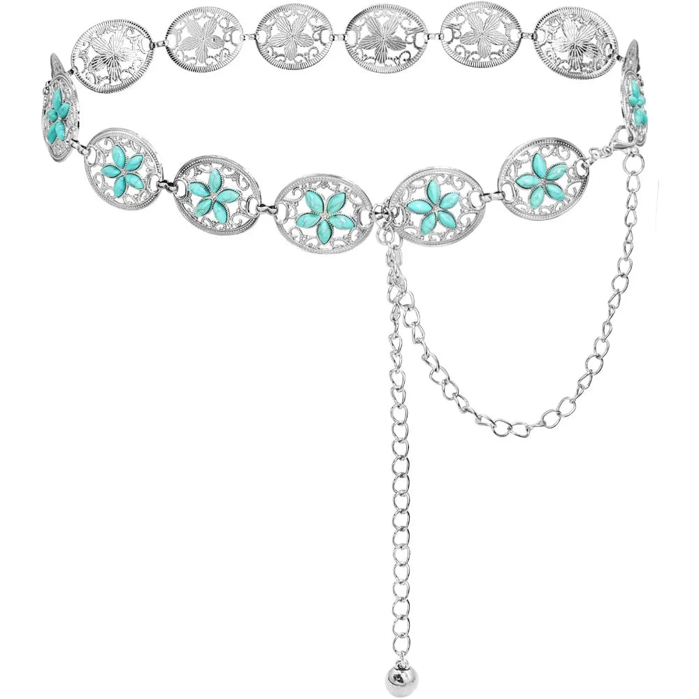 Western Turquoise Chain Cowgirl Belt