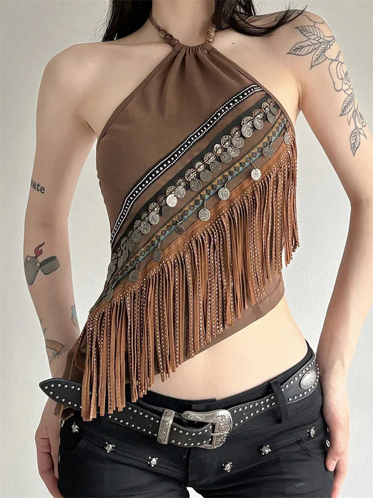 CHRONSTYLE Retro/western Women Sleeveless vest