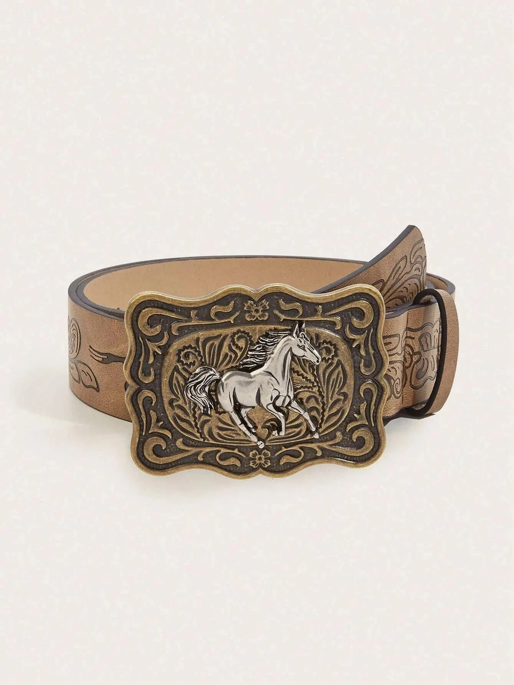 Women's Western Cowgirl Antique Gold buckle/Brown belt