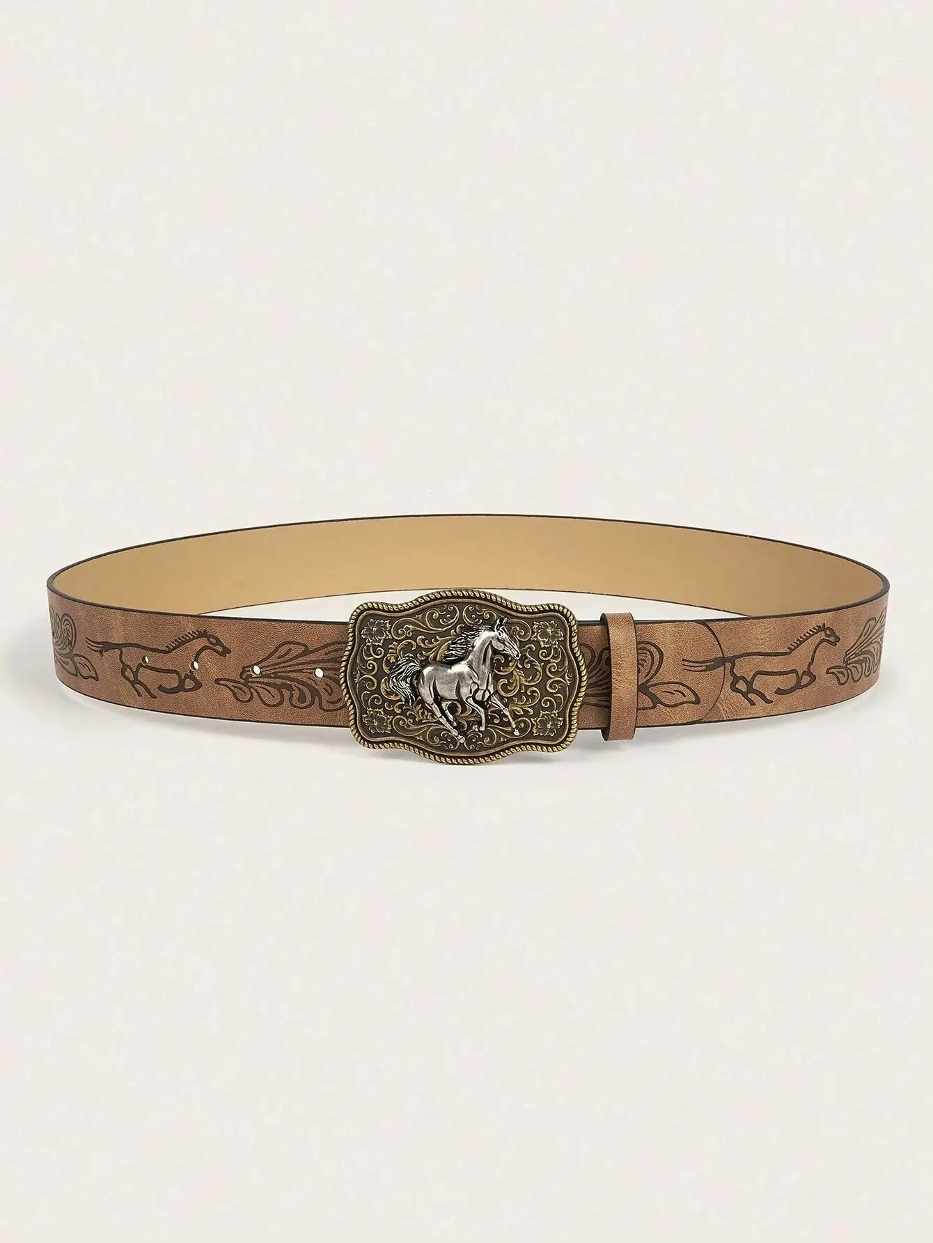 Women's Western Cowgirl Antique Gold buckle/Brown belt