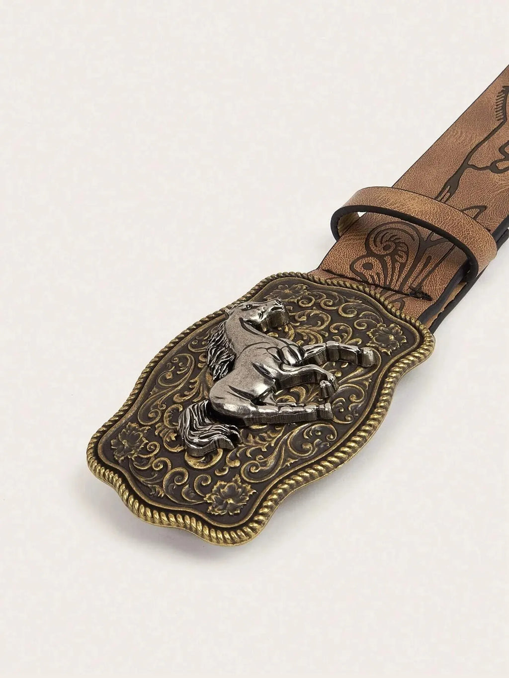 Women's Western Cowgirl Antique Gold buckle/Brown belt
