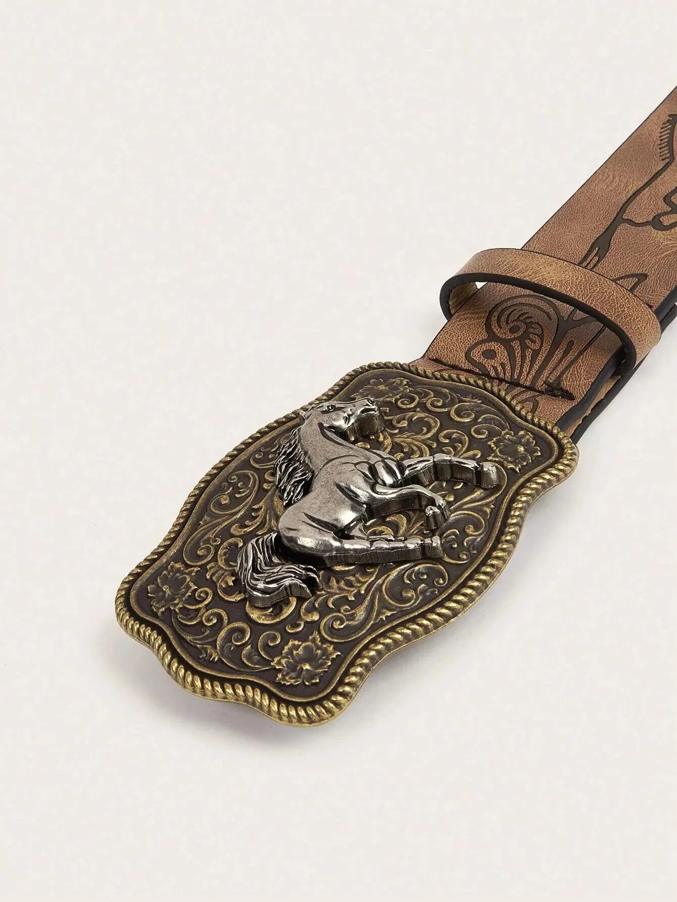 Women's Western Cowgirl Antique Gold buckle/Brown belt