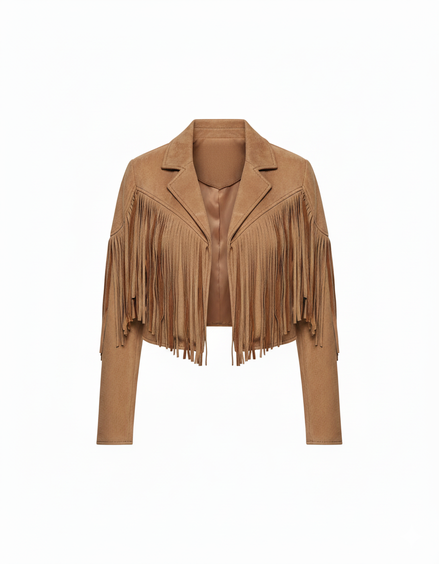 Fringed Hem Tassel Cardigan Crop Top